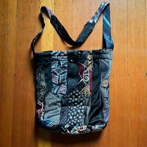 Handmade shoulder bag made of vintage ties